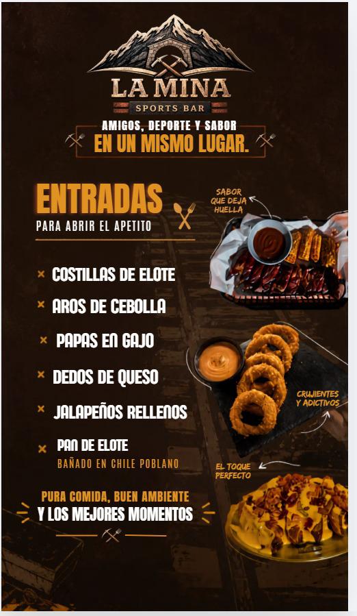 Arte de menu de entradas de La Mina