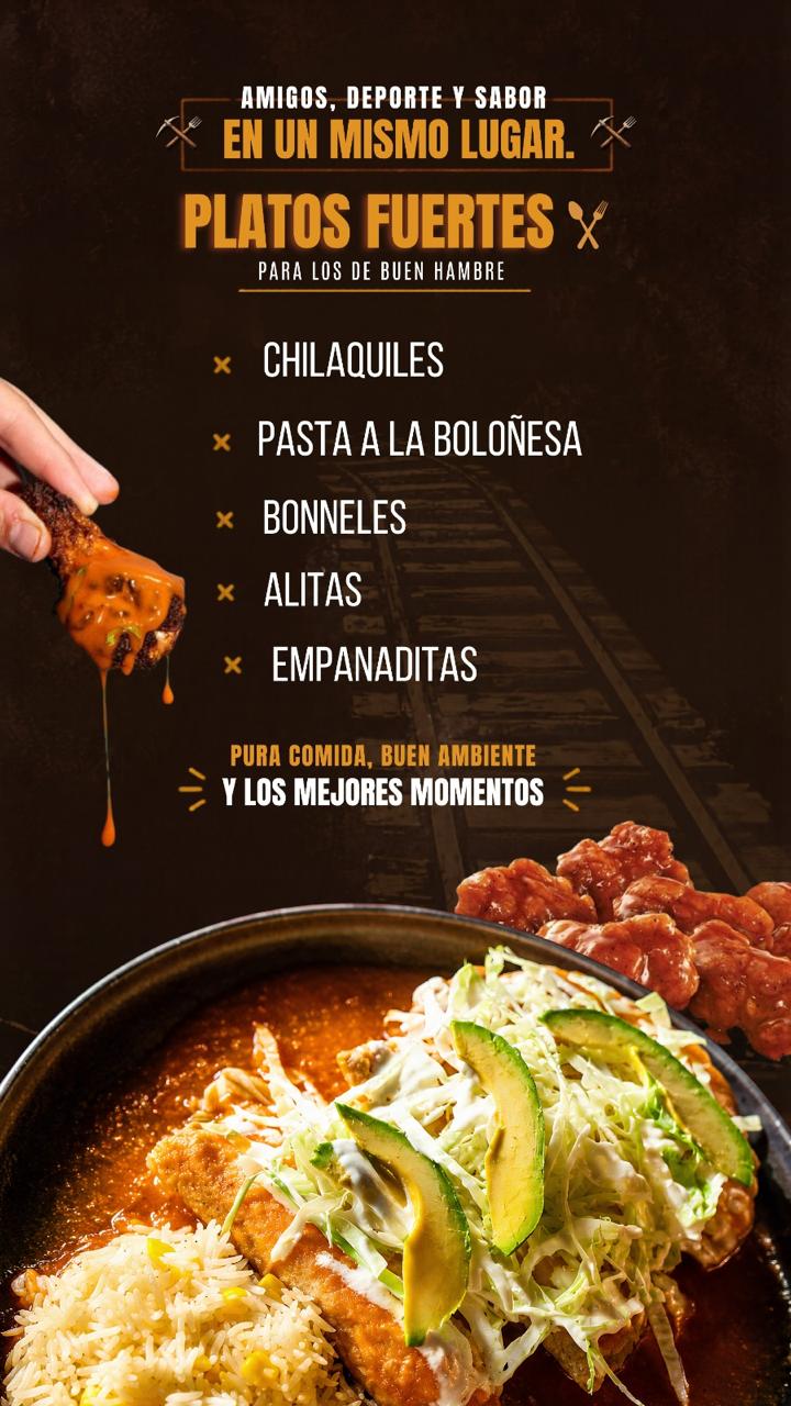 Arte de menu de platos fuertes de La Mina